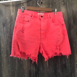 Risen Jean pink neon denim cut off jean shorts size 1XL